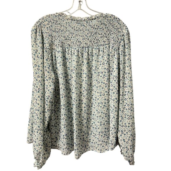 Time And Tru Womens Blue Floral Button-Front Blouse XL women - Picture 11 of 12